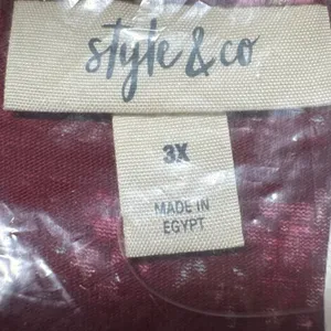 Style & Co. Women's 3X Floral Knit‎ Top Long Sleeve Scarlet Red Blouse thumbnail 3