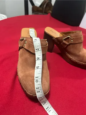 Mules by Korks Suede Tan Clog w/Buckle & Stud Trim thumbnail 11