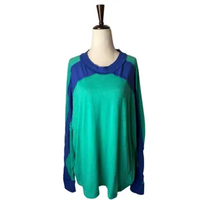 Free People Movement All About It Top Women Large Green Blue Slub Knit Gorpcore thumbnail 2