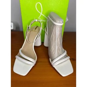 Sam Edelman Kia Women's open toe heels white leather 10 wide thumbnail 2