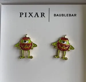 Disney Pixar BaubleBar Monsters Inc Mike Wazowski Pumpkin Costume Earrings NEW thumbnail 1