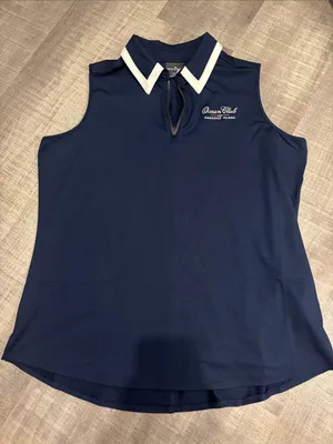 Belyn Key Navy Sleeveless Polo Top with White Collar thumbnail 1
