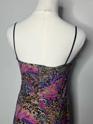 Vintage 90s Y2K City Triangles Pink Paisley Spaghetti Strap Mini Dress thumbnail 4