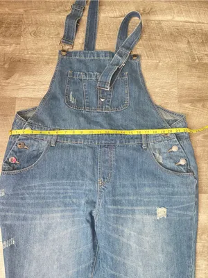 City Chic Mid Wash Distressed Denim Overalls Sz S/16 New without tags thumbnail 8