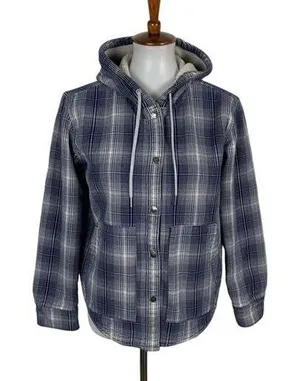 The North Face Jacket Small Blue Hooded Fleece Outdoor Hiking thumbnail 1