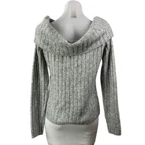 Abercrombie & Fitch Women's Gray Off The Shoulder Long Sleeve Sweater Top Size L thumbnail 3