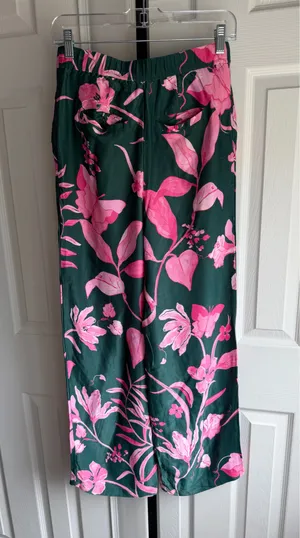 Anthropologie Breezy Tropical Floral Wide Leg Satin Pant Women's Size: 0 thumbnail 4