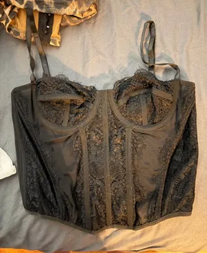SHEIN Black Lace Longline Bustier Cami thumbnail 1