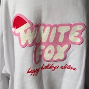White Fox White Crewneck Happy Holidays Edition Sweatshirt with Pink Logo thumbnail 4