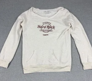 Hard Rock Sweatshirt Womens XL White Seminole Tampa Boat Neck Fleece Graphic thumbnail 1