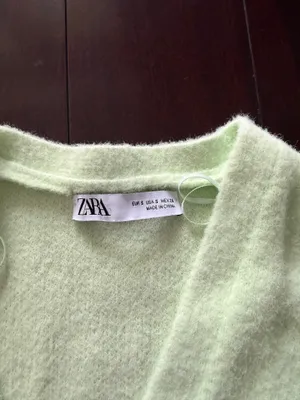 Zara long sleeve button up green sweater thumbnail 3