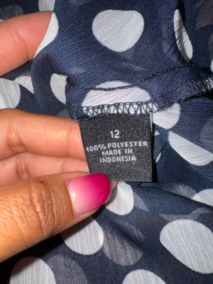 MSK Navy Blue Sheer Polka Dots Midi Dress Size 12 thumbnail 7