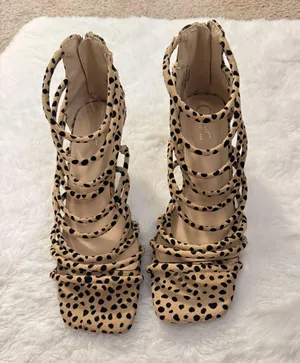 Leopard Print Faux Suede Heels Size 7 thumbnail 1