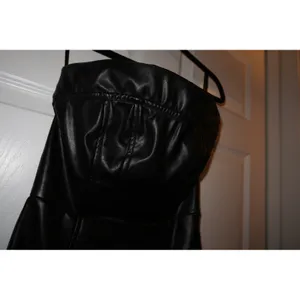 Hello Molly Faux Leather Mini Dress Black‎ Small US 4 Strapless Edgy Night Out thumbnail 2
