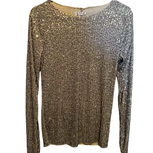 Intimately Free People Sequin Mesh Top Medium Champagne Gold Long Sleeve Blouse thumbnail 2