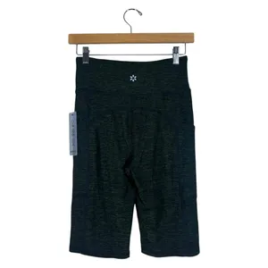 NWT Nine West Active Space Dye Biker Shorts Green Athletic Yoga Pockets Size S thumbnail 3