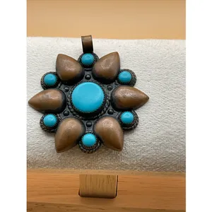 Vintage Bell Trading Post‎ Copper Turquoise Pendant Blue thumbnail 3