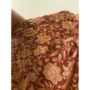 Joie Red Floral blouse small long sleeve Ruffled Stand Up Collar thumbnail 5