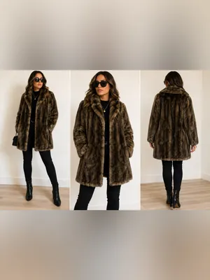 Vintage Hillmoor New York Faux Fur Coat Brown Modacrylic Made in USA thumbnail 2