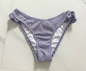 Women’s White & Purple Ruffle Gingham Bikini Bottoms - XS thumbnail 1