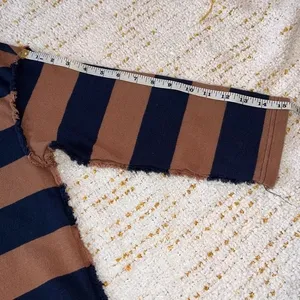 Madewell Luxe Long Sleeve Striped Navy & Brown Top Size XXS thumbnail 3