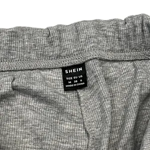 Shein Womens M 6 Flared Leggings Ribbed Fold Over Waist Gray thumbnail 5