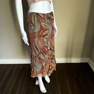Dana Buchman Tribal Asymmetrical Silk Midi Skirt Size 10 thumbnail 5