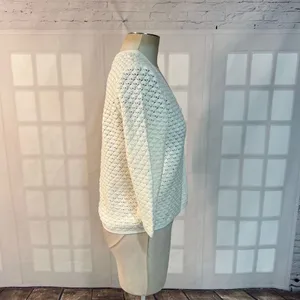 Lauren Ralph Lauren White Exclusive Hand Knit V-Neck Cardigan Petite Medium thumbnail 4