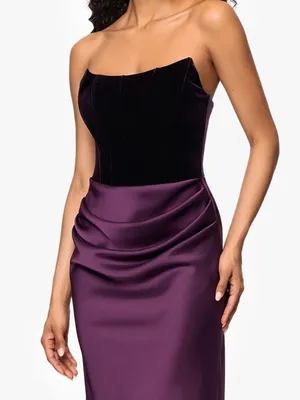 NWT Betsy & Adam Velvet Satin Plum Gown Dress Size 12 thumbnail 5
