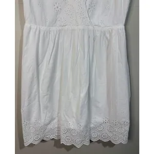 J.Crew Eyelet Mini‎ Dress 8 White Excellent Scalloped Surplice V-Neck thumbnail 5