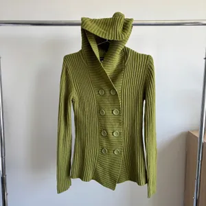 Vintage Mingle Green Ribbed Hooded Cardigan L Y2K Twee Indie Fairy Fall Cyber thumbnail 3