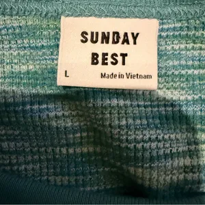 Aritzia Sunday Best Blue Green Space Dye Long Sleeve Cropped Top‎ Sz L thumbnail 3