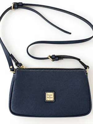 Dooney & Bourke Mini Crossbody Bag Navy Blue Saffiano Leather Gold Hardware Y2K thumbnail 10