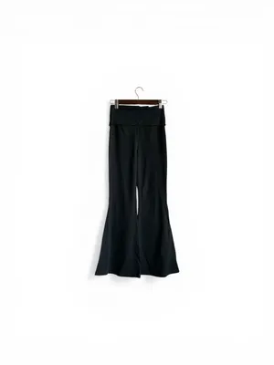 aerie Black‎ Flare Yoga Pants with Foldover High Waist thumbnail 2