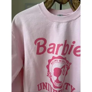 NWOT Barbie Doll University Crewneck Sweatshirt Pink M thumbnail 3