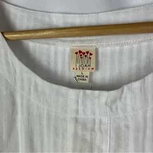 Joah Brown Premium White‎ Cotton Short Sleeve Tunic Blouse L thumbnail 4