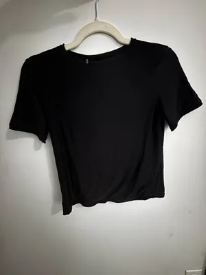 Aerie fitted silk black tee thumbnail 2