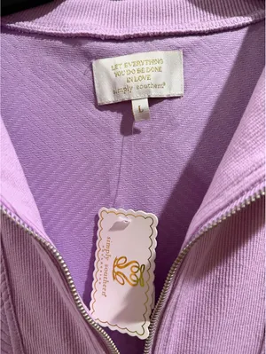 Simply Southern Lavender Half-Zip Pullover with Pearl and Rhinestone Collar, L thumbnail 4