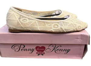 Penny Loves Kenny Knot Lace Ballet Flat White/Ivory‎ Size 8 Embroidered Fairy thumbnail 1