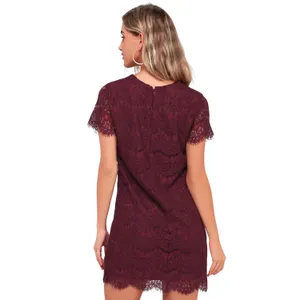 Lulus Take Me to Brunch Burgundy Lace Shift Dress size XL NWT thumbnail 5