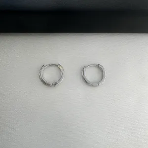 12mm CZ Small Silver Hoop Earrings for Women Men thumbnail 4