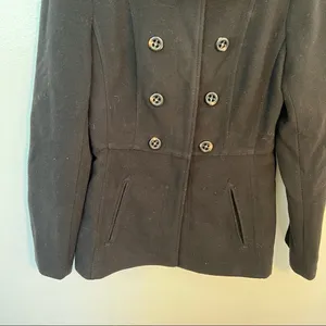 Maralyn & Me Women's Size Medium Double Breasted‎ Peacoat Black Military Lined thumbnail 3