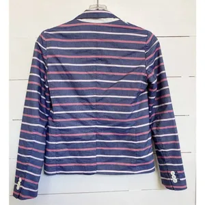 Gap The Academy Blazer Navy Blue Pink Striped Cotton Jacket Womens Size 4‎ thumbnail 3