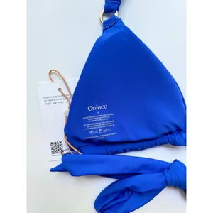 Quince Italian Ring Triangle Bikini Swim Top Electric Blue Size Small NEW thumbnail 5