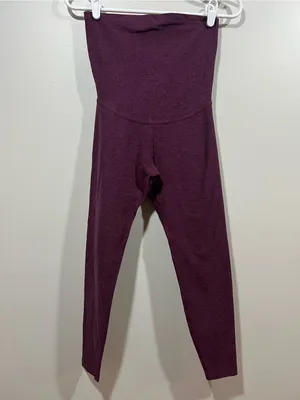 Beyond Yoga Maroon Maternity Cropped Leggings Small thumbnail 3