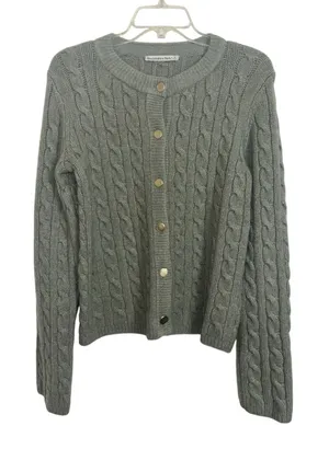 Abercrombie Fitch Fisherman Green Cable Knit Button Cardigan Small Wool Blend thumbnail 1