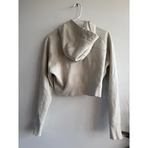 Lululemon Womens Scuba Full-Zip Cropped Hoodie Cream White Size 10 Thumbhole thumbnail 2