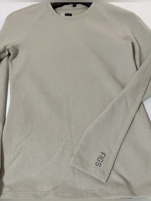 Khaki tan beige nwot XXL FIGS waffle knit long sleeve underscrub top logo new thumbnail 1