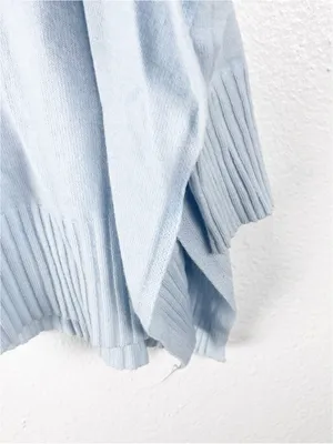 MERSEA Aberdeen Light Blue Cable Knit High Side Slits Poncho Sweater One Size thumbnail 9
