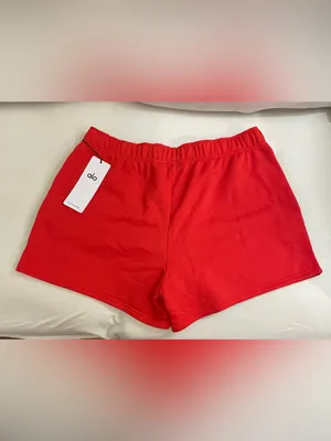 ALO Yoga Accolade NWT Relax Fit Bright Red Fleece Shorts Size M thumbnail 4